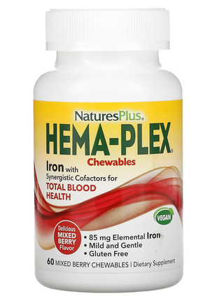 Nature's plus, hema-plex, ягодное ассорти, 60 жевательных пастилок