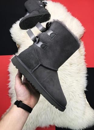 Уггі жіночі 🌹 ugg bailey ii bow grey, зимові угі/чоботи.