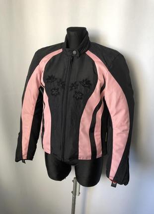 Женская байкерская куртка spada черная с розовым