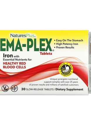 Nature's plus, hema-plex, 30 таблеток с длительным высвобождением