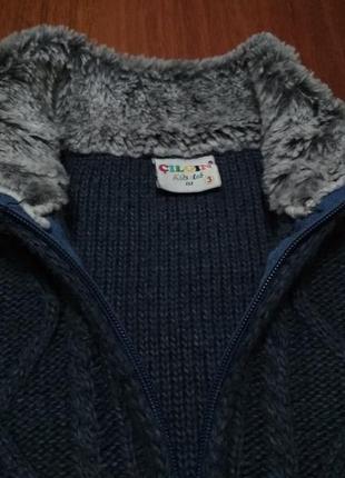 Кофта, свитер с мех ворот, на 3-5 лет, зима5 фото