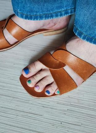 Шкіряні шлепанці thera's 40 41р італія сандалі шлепки босоніжки сандалии2 фото