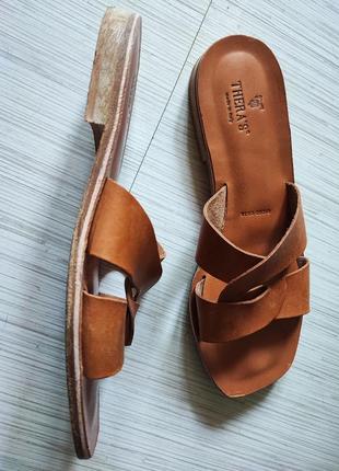 Шкіряні шлепанці thera's 40 41р італія сандалі шлепки босоніжки сандалии8 фото