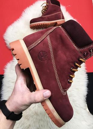 Timberland bordo fure premium💎зимние💎женские кожаные ботинки бордовые