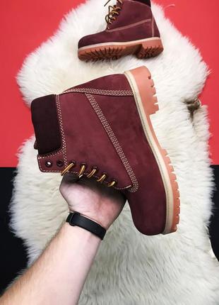 Timberland bordo fure premium💎зимние💎женские кожаные ботинки бордовые2 фото