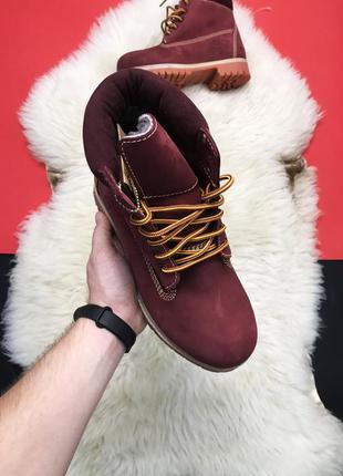 Timberland bordo fure premium💎зимние💎женские кожаные ботинки бордовые3 фото