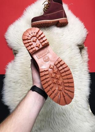 Timberland bordo fure premium💎зимние💎женские кожаные ботинки бордовые4 фото