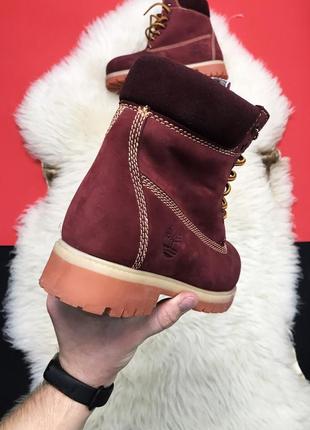 Timberland bordo fure premium💎зимние💎женские кожаные ботинки бордовые6 фото