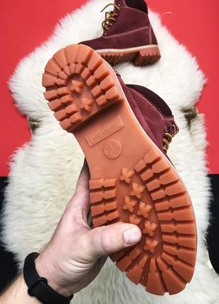 Timberland bordo fure premium💎зимние💎женские кожаные ботинки бордовые9 фото