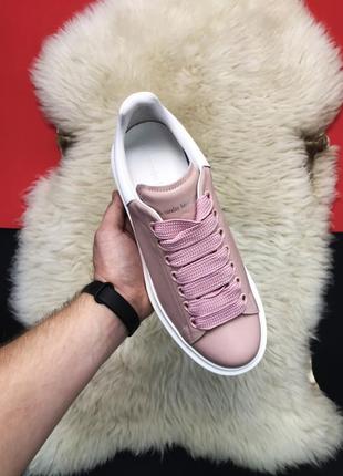 Жіночі alexander mcqueen pink white🌹жіночі шкіряні кросівки маквин