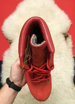 Ботинки женские зимние красные 😍timberland red fury premium. ботинки женские зимние тимберленд, ботинки червоні8 фото