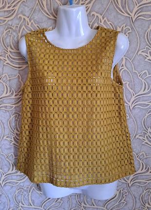 (1028) отличная ажурная  горчичная блуза zara /размер м1 фото