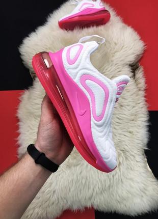 Красивые стильные женские кроссовки найк nike air max 720 pink white, белый, розовый