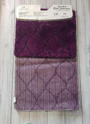 Набір акрилових килимків для ванної кімнати chilai home туреччина фіолетовий2 фото