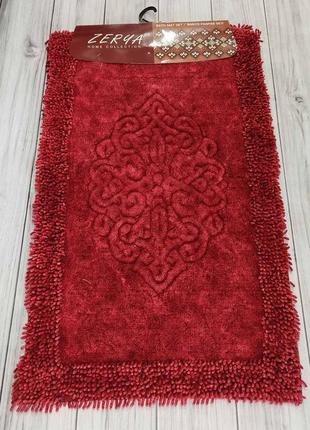 Набір бавовняних килимків для ванної кімнати 2 предмети zerya туреччина бордовий1 фото