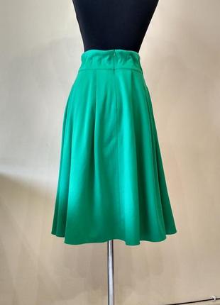 Зелёная юбка миди изумрудная натуральная подкладка подъюбник2 фото