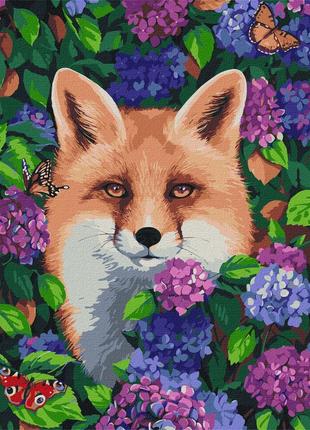 Картина по номерам лиса в гортензии 40х50 kho4349 идейка
