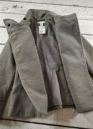 Полупальто короткое пальто серое двубортное h&m6 фото