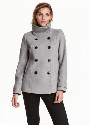 Полупальто короткое пальто серое двубортное h&m1 фото