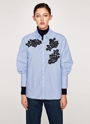 Сорочка в смужку з вишивкою бісером оверсайз розмір 10