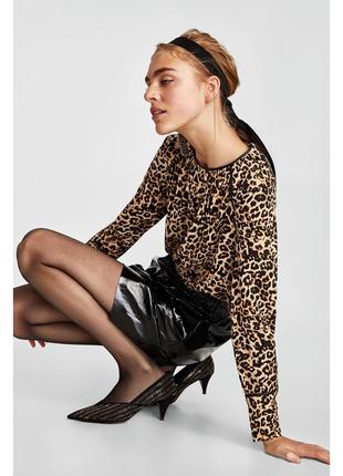 Леопардовая блуза блузка в анималистический животный принт от zara9 фото