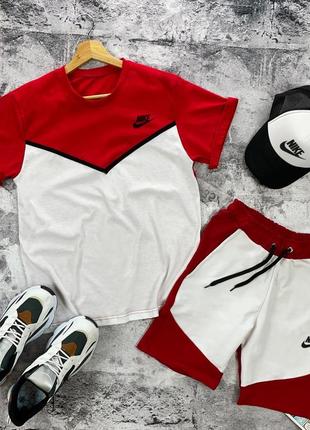 Летний красный спортивный костюм nike + кепка в подарок червоний літній костюм nike + кепка в подарунок