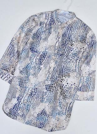 Peter hahn красивая льняная блуза с абстрактным принтом