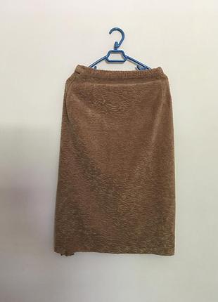 Тёплая плюшевая юбка , юбка с высокой талией