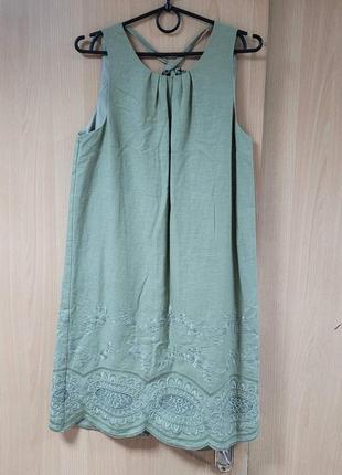 Льняное платье.хаки.