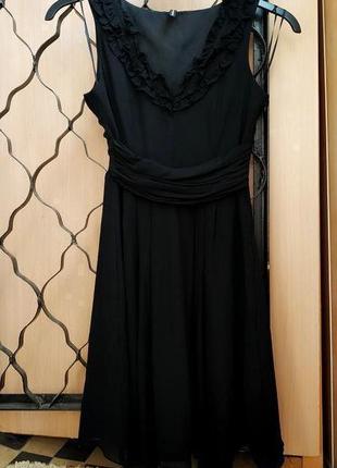 Naf-naf франция 100% шелк, платье с воланчиками и драпировкой
