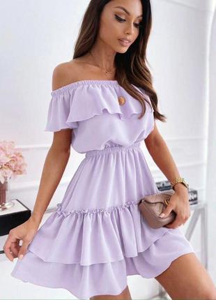 Женское платье короткое белое розовое голубое лиловое малиновое салатовое оранжевое базовое ярусное