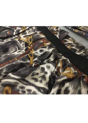 Шелковая  шелк короткая юбка  zara с карманами принт собачки8 фото