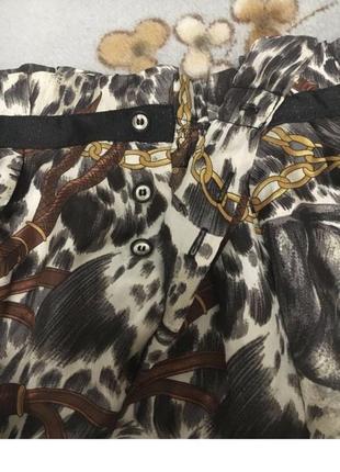 Шелковая  шелк короткая юбка  zara с карманами принт собачки7 фото