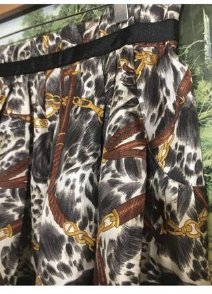 Шелковая  шелк короткая юбка  zara с карманами принт собачки3 фото