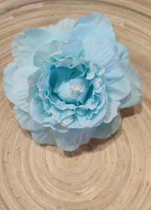 Голубая брошь-цветок, голубая роза4 фото