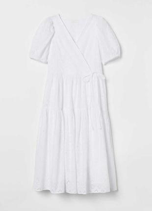 Платье белоснежное миди длинная хлопковая прошва h&amp;m 36/s4 фото