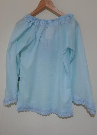 Туника, блуза голубого цвета, летняя, новая, с биркой, бур-во индонезия, купленная в италии.2 фото