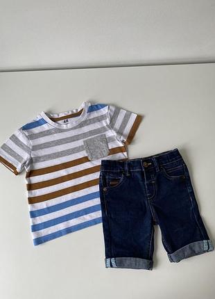 Джинсовые шорты baker и футболка h&m для мальчика 3-4 года 104 см