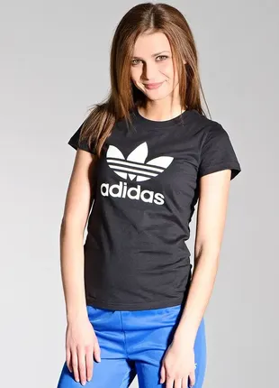 Унісекс чорна футболка adidas велика емблема бавовна4 фото