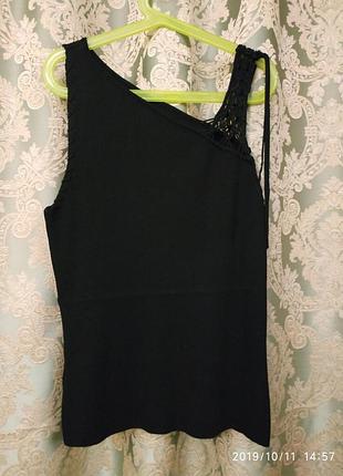 Нежный стильный чёрный топ в рубчик англия