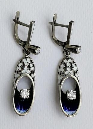 Сережки срср мельхіор емалі