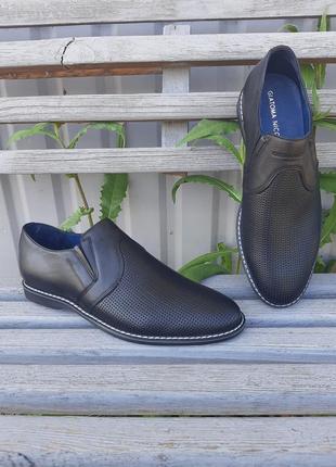 Легкие летние туфли giatoma niccoli, черная кожа, комфортная колодка 652-02