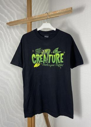 Creature skateboarding logo футболка черная лого винтажная базовая skate sb polar (stussy x carhartt x dickies)