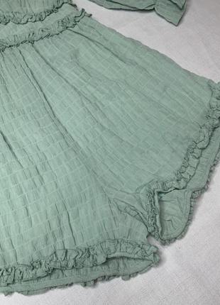 Платье мини, зеленое мятное платье комбинезон с открытой спиной3 фото