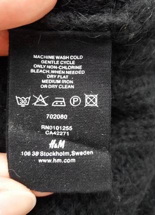 Чёрный тёплый кардиган накидка от h&m. мохер в составе5 фото