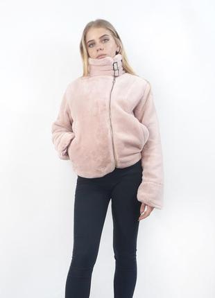 Женская экошуба ,розовый цвет. хит сезона