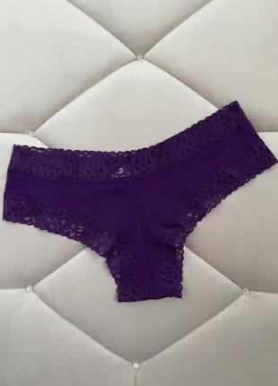 Бавовняні трусики чікі victoria's secret cotton lace-waist cheeky panty3 фото