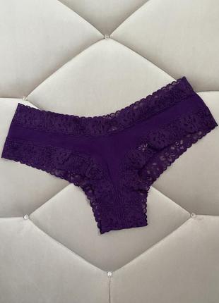 Бавовняні трусики чікі victoria's secret cotton lace-waist cheeky panty2 фото