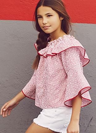 Топ-блуза для девушки to be too tf18445, 18197 красно-белая прошва с вышивкой 122, 130, 140, 158 см3 фото