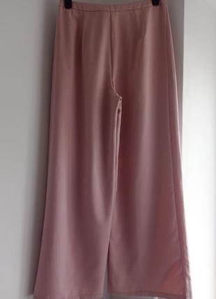 🩷🏷️450₴🩷широкие пудрово-розовые широкие брюки палаццо со складками спереди ТВ143 фото